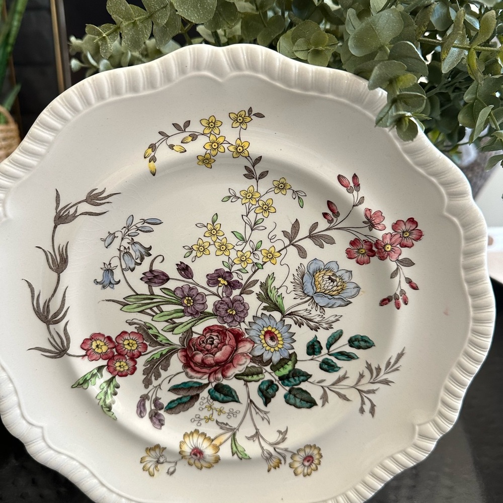 SPODE ROMNEY Grest Britain Dinner Floral Scalloped China Plate